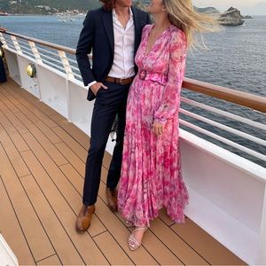 Rococo Sand Long Pink Belted Maxi Dress - Only worn once!